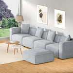 Artiss Modular Sofa Chaise Set 5-Seater Grey - Furniture > Living Room