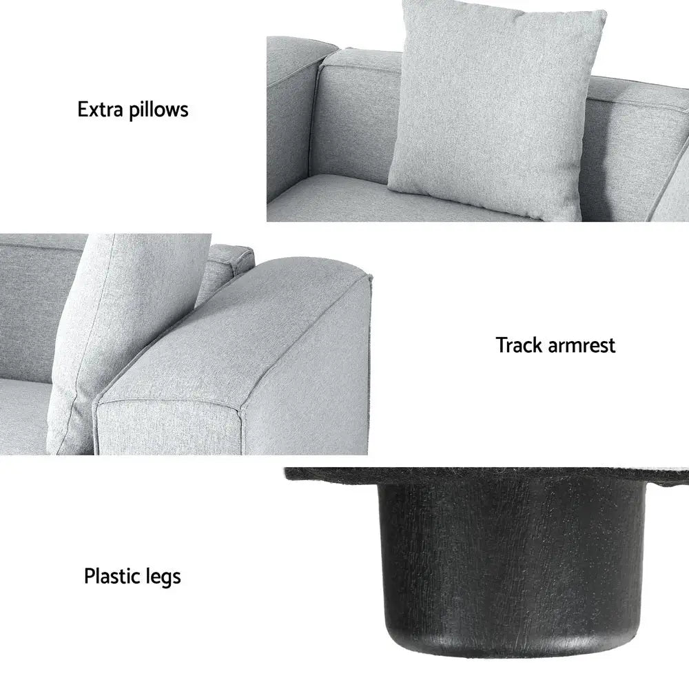 Artiss Modular Sofa Chaise Set 5-Seater Grey - Furniture > Living Room