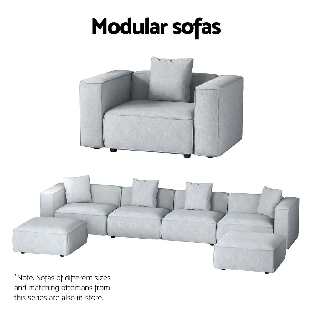 Artiss Modular Sofa Chaise Set 5-Seater Grey - Furniture > Living Room