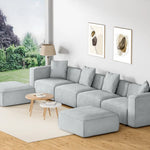 Artiss Modular Sofa Chaise Set 6-Seater Grey - Furniture > Living Room