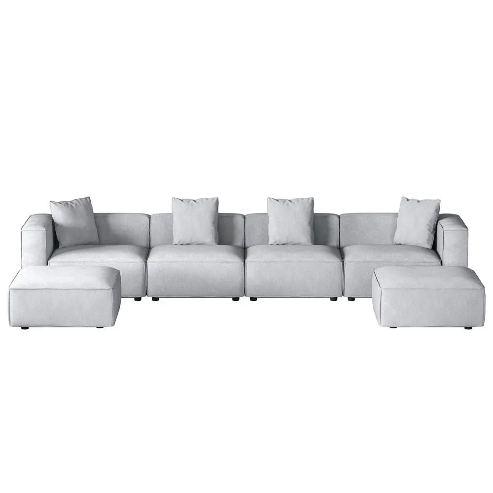 Artiss Modular Sofa Chaise Set 6-Seater Grey - Furniture > Living Room