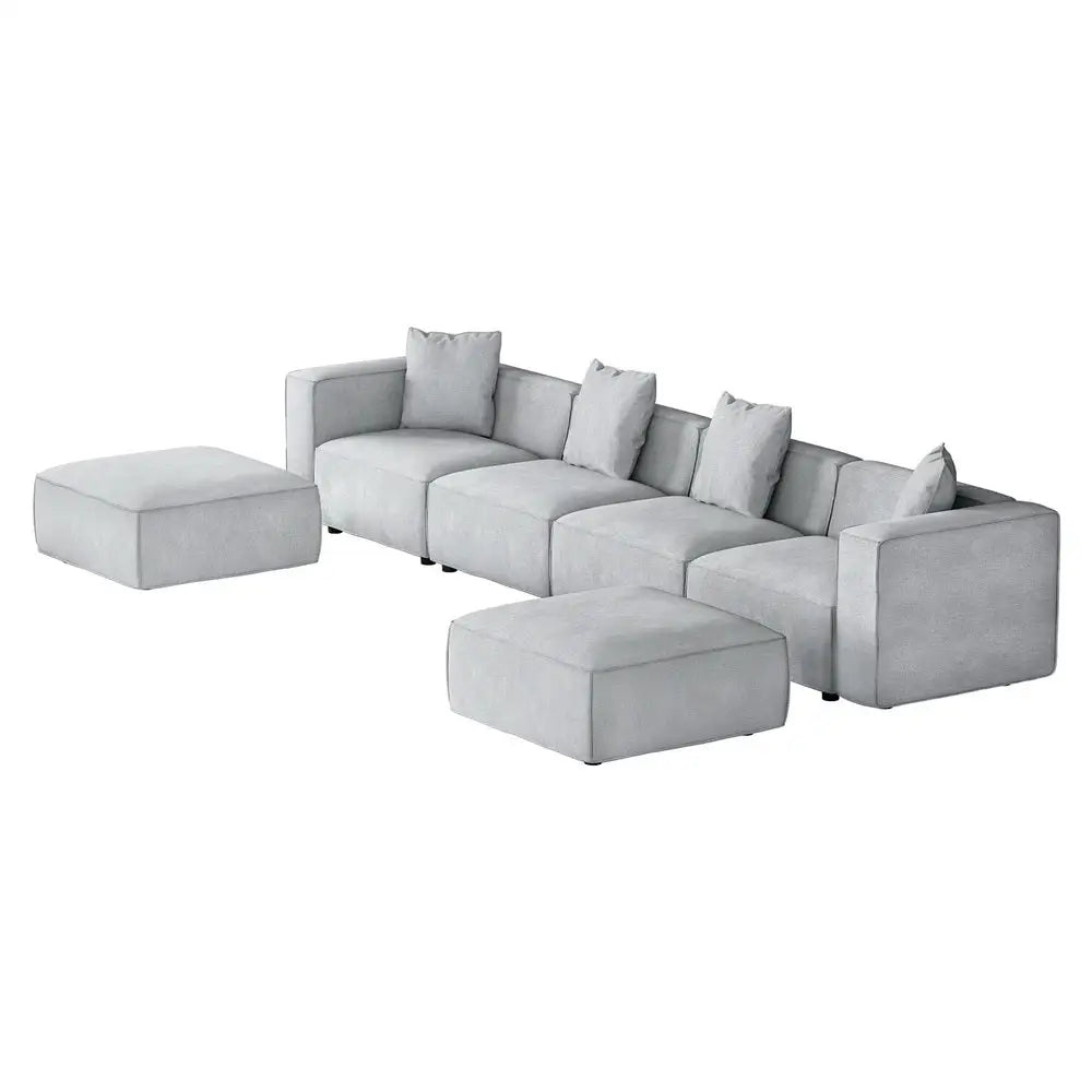 Artiss Modular Sofa Chaise Set 6-Seater Grey - Furniture > Living Room