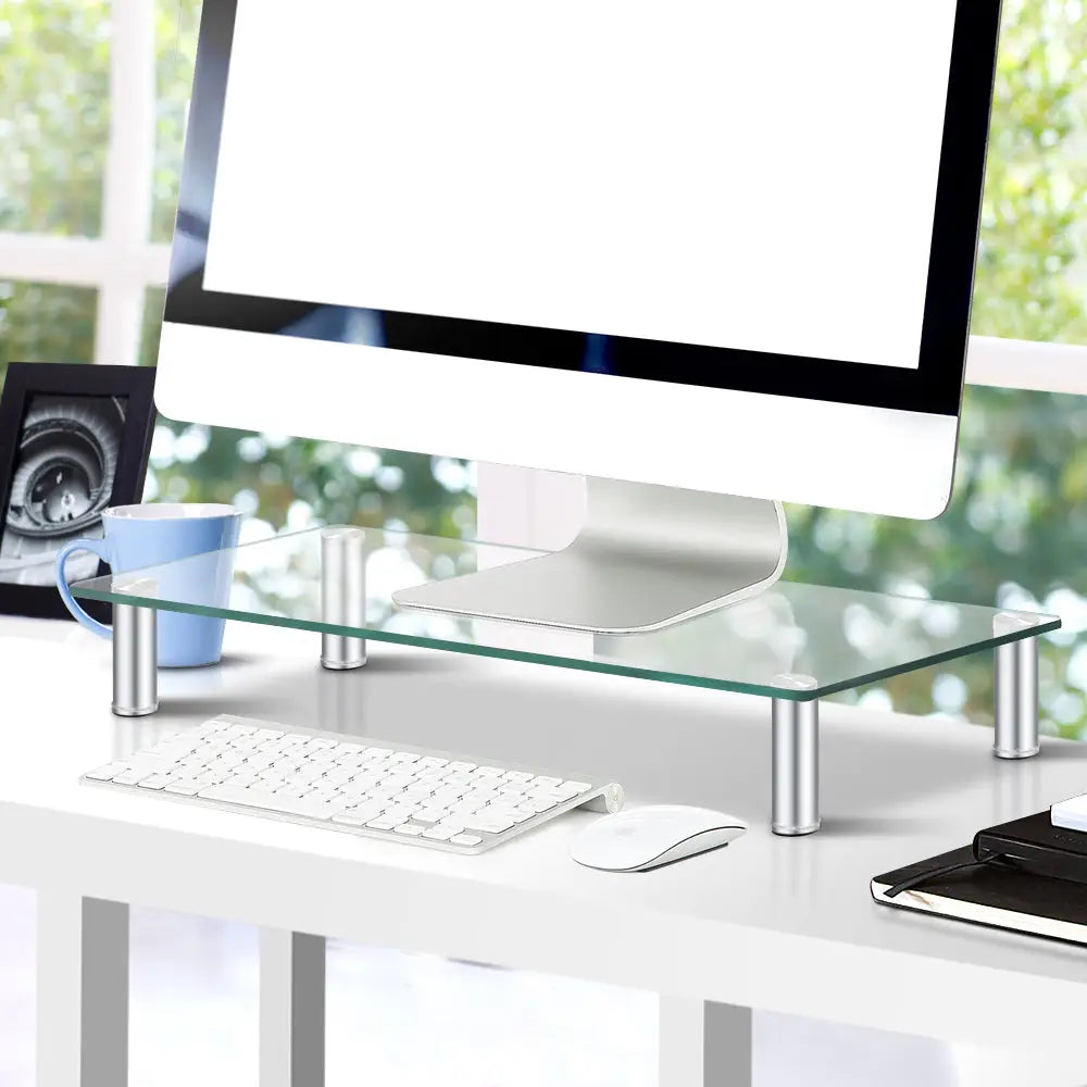 Artiss Monitor Stand Riser Computer Laptop Printer Screen Glass Display Shelf - Audio & Video > TV Accessories