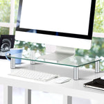 Artiss Monitor Stand Riser Computer Laptop Printer Screen Glass Display Shelf - Audio & Video > TV Accessories
