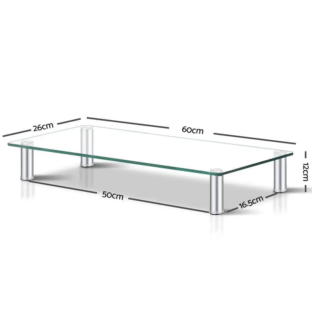 Artiss Monitor Stand Riser Computer Laptop Printer Screen Glass Display Shelf - Audio & Video > TV Accessories