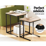Artiss Nesting Coffee Table Sef of 2 Walnut Brok - Furniture > Dining