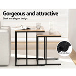 Artiss Nesting Coffee Table Sef of 2 Walnut Brok - Furniture > Dining