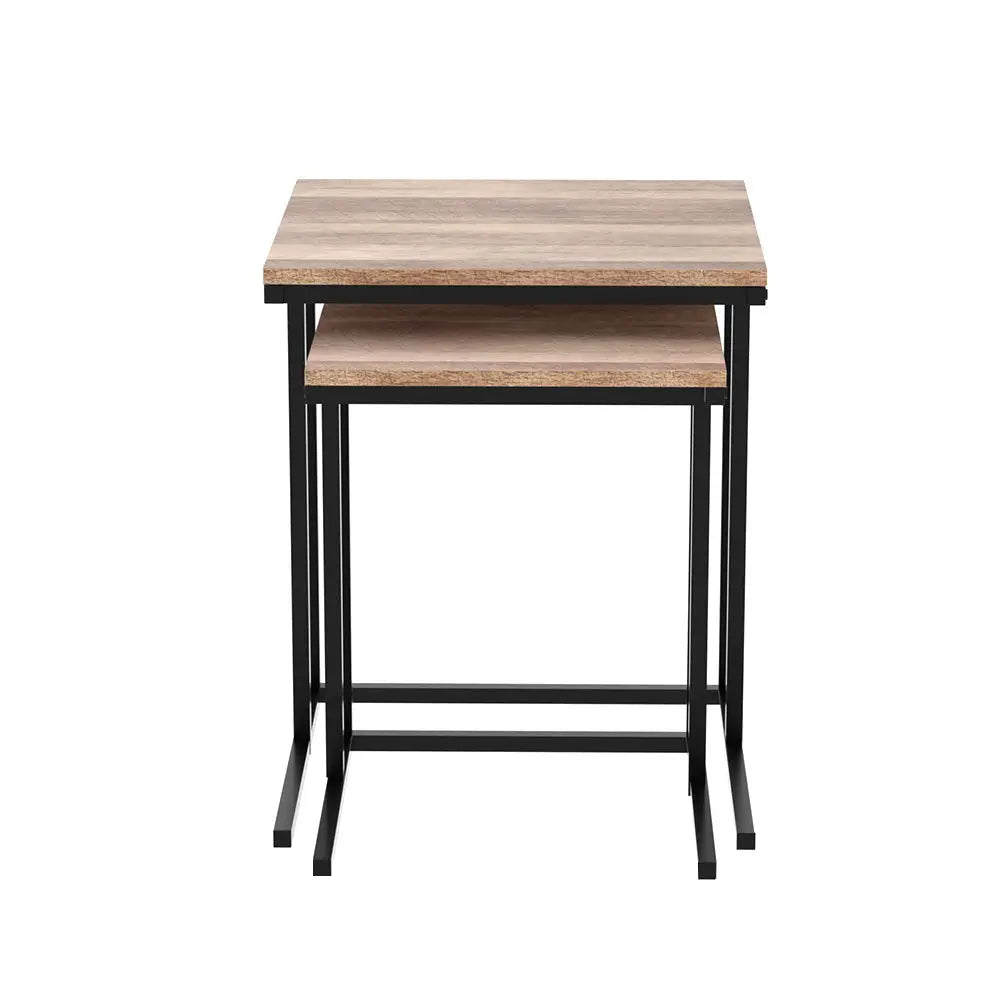 Artiss Nesting Coffee Table Sef of 2 Walnut Brok - Furniture > Dining