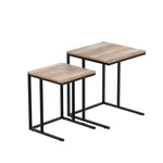Artiss Nesting Coffee Table Sef of 2 Walnut Brok - Furniture > Dining