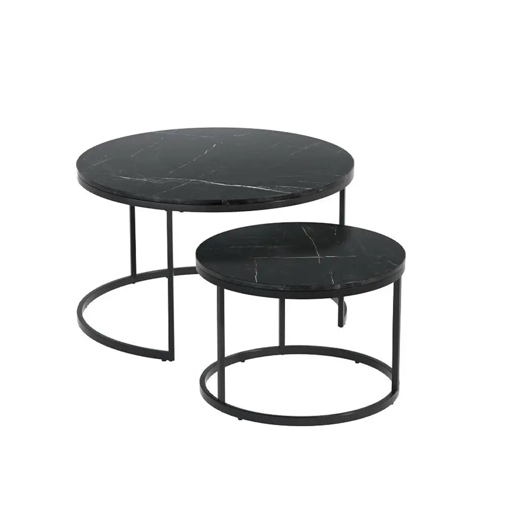 Artiss Nesting Coffee Table Set of 2 Marble Effect Tika - Furniture > Living Room