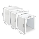 Artiss Nesting Coffee Table Set of 3 Glossy White - Furniture > Living Room