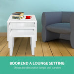 Artiss Nesting Coffee Table Set of 3 Glossy White - Furniture > Living Room