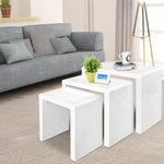 Artiss Nesting Coffee Table Set of 3 Glossy White - Furniture > Living Room
