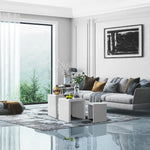 Artiss Nesting Coffee Table Set of 3 Glossy White - Furniture > Living Room