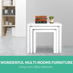 Artiss Nesting Coffee Table Set of 3 Glossy White - Furniture > Living Room