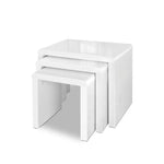 Artiss Nesting Coffee Table Set of 3 Glossy White - Furniture > Living Room