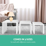 Artiss Nesting Coffee Table Set of 3 Glossy White - Furniture > Living Room