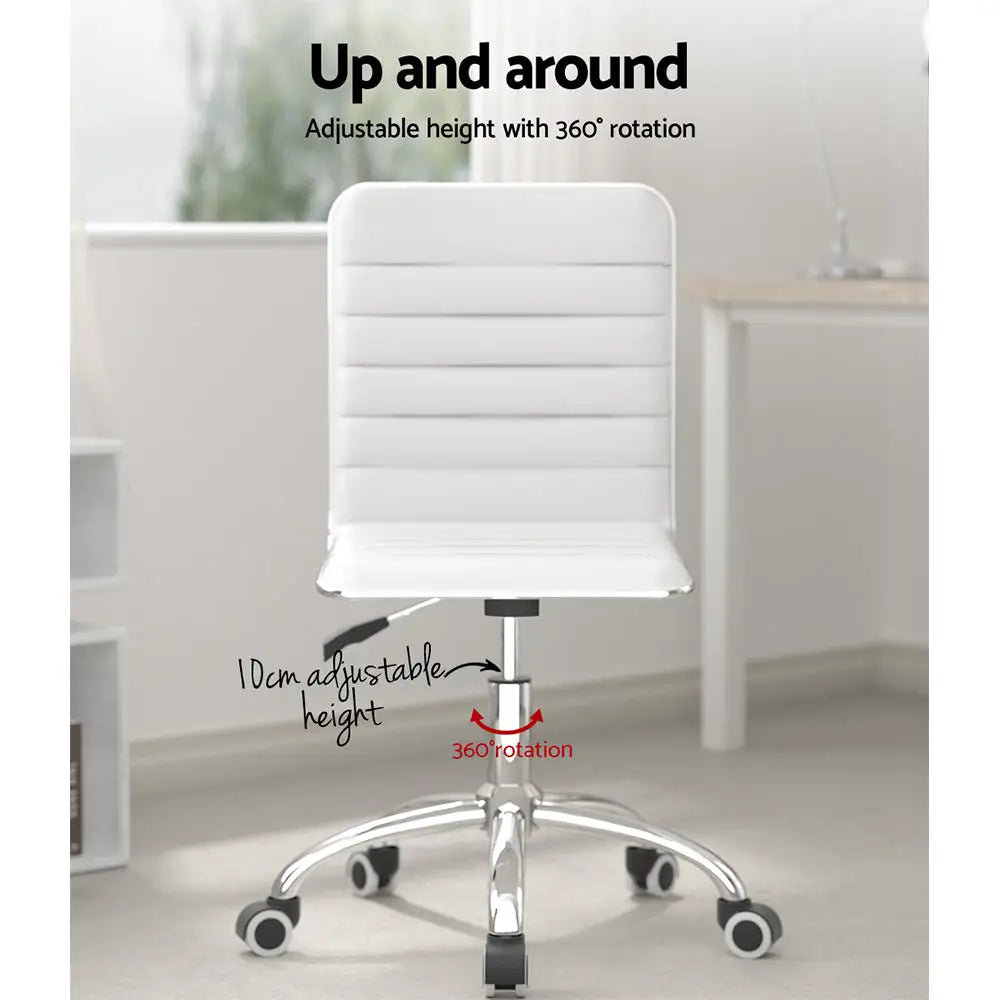 Artiss Office Chair Computer Desk Gaming Chairs PU Leather Low Back White - Furniture > Office