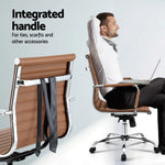 Artiss Office Chair Conference Chairs PU Leather Mid Back Brown - Furniture > Bar Stools & Chairs > Gaming Chairs