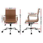 Artiss Office Chair Conference Chairs PU Leather Mid Back Brown - Furniture > Bar Stools & Chairs > Gaming Chairs