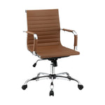 Artiss Office Chair Conference Chairs PU Leather Mid Back Brown - Furniture > Bar Stools & Chairs > Gaming Chairs