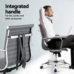 Artiss Office Chair Conference Chairs PU Leather Mid Back Grey - Furniture > Bar Stools & Chairs > Gaming Chairs