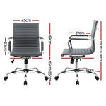 Artiss Office Chair Conference Chairs PU Leather Mid Back Grey - Furniture > Bar Stools & Chairs > Gaming Chairs