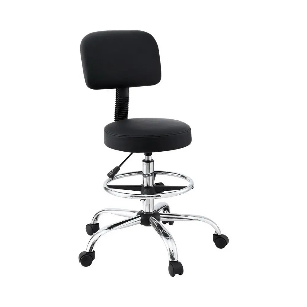 Artiss Office Chair Drafting Computer Standing Desk Chairs Ergonomic PU Black - Furniture > Office > Office & Desk