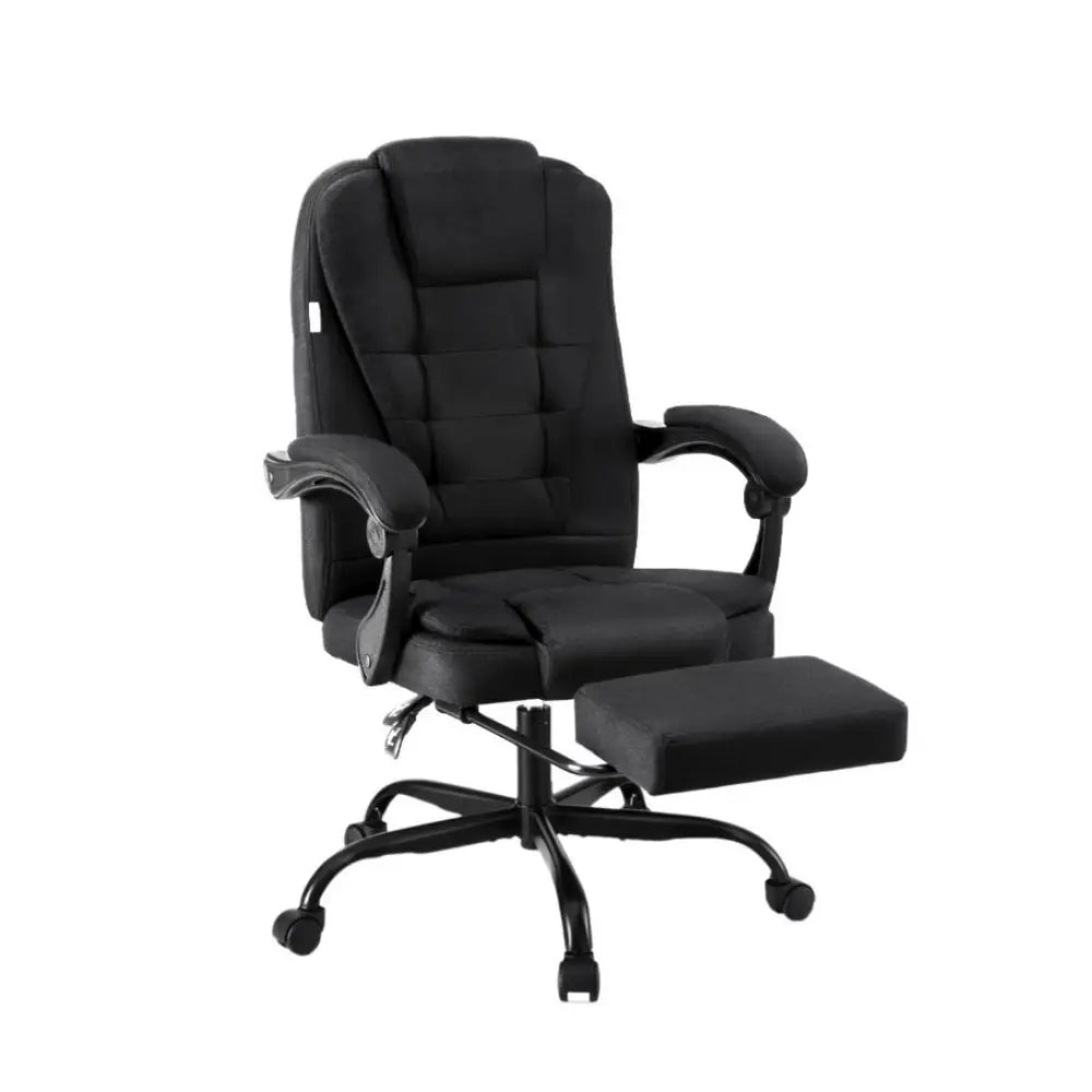 Artiss Office Chair Executive Fabric Seat Racing Computer Desk Chairs Footrest - Furniture > Office > Office & Desk