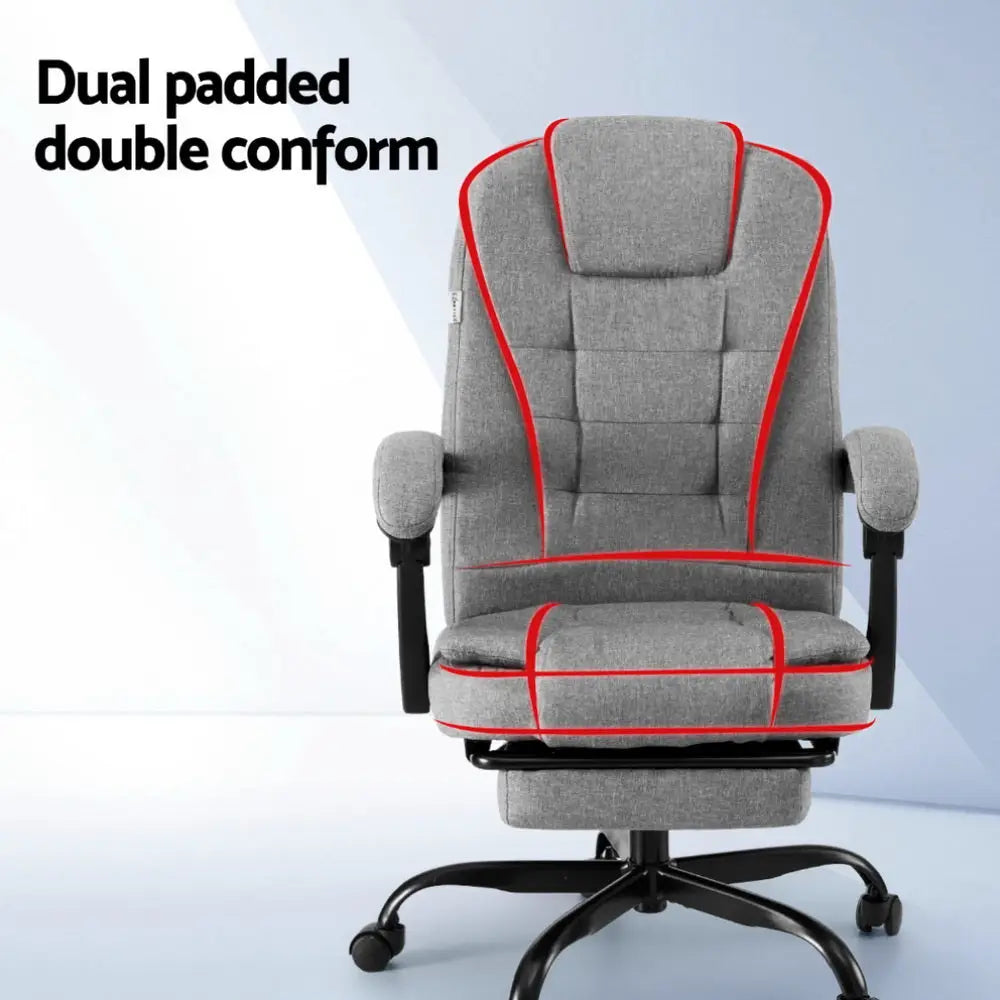Artiss Office Chair Executive Fabric Seat Racing Computer Desk Chairs Footrest - Furniture > Office > Office & Desk