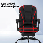 Artiss Office Chair Executive Fabric Seat Racing Computer Desk Chairs Footrest - Furniture > Office > Office & Desk
