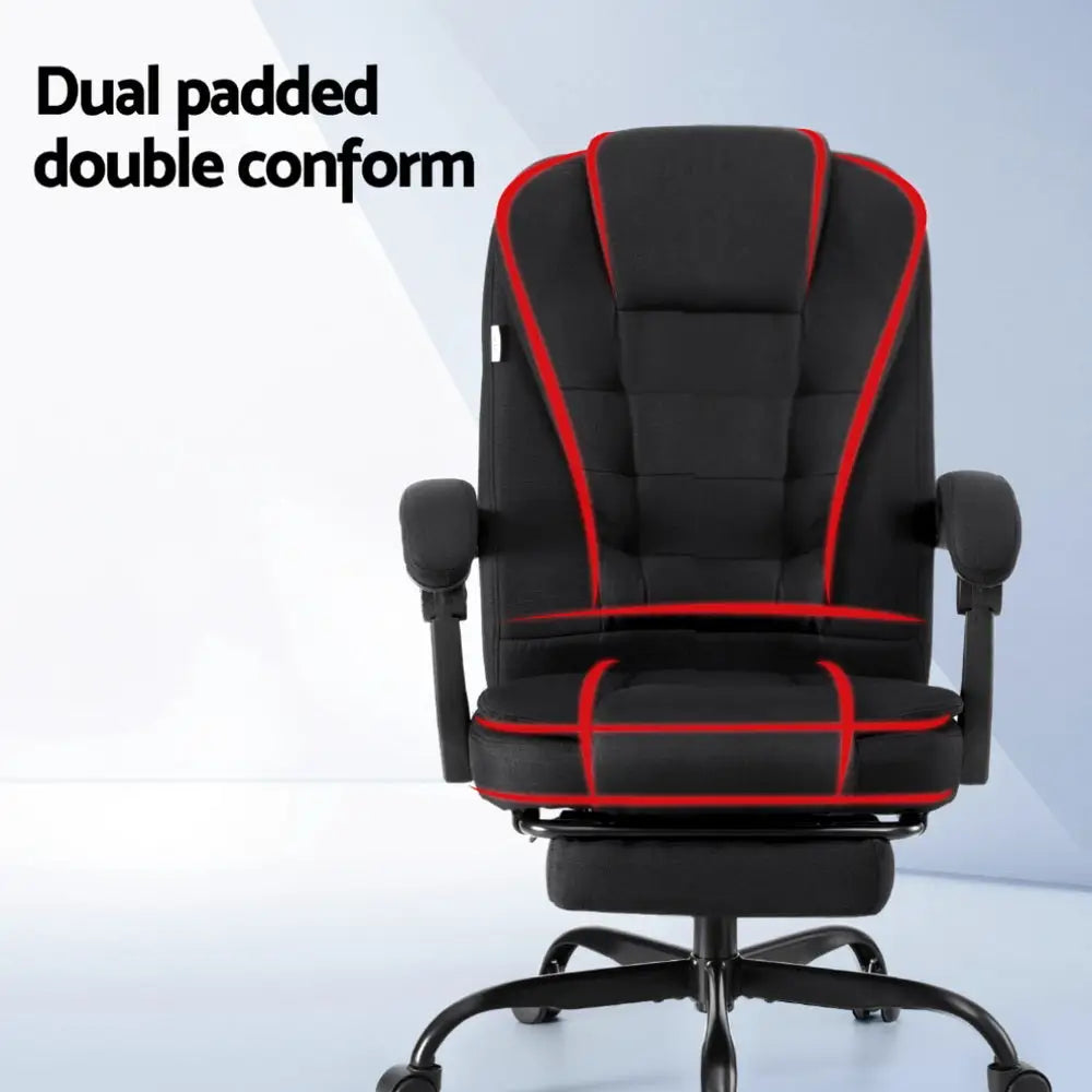Artiss Office Chair Executive Fabric Seat Racing Computer Desk Chairs Footrest - Furniture > Office > Office & Desk