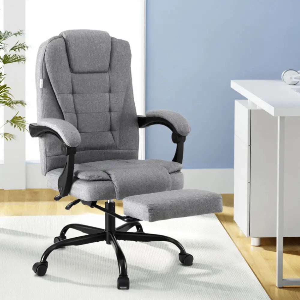 Artiss Office Chair Executive Fabric Seat Racing Computer Desk Chairs Footrest - Furniture > Office > Office & Desk