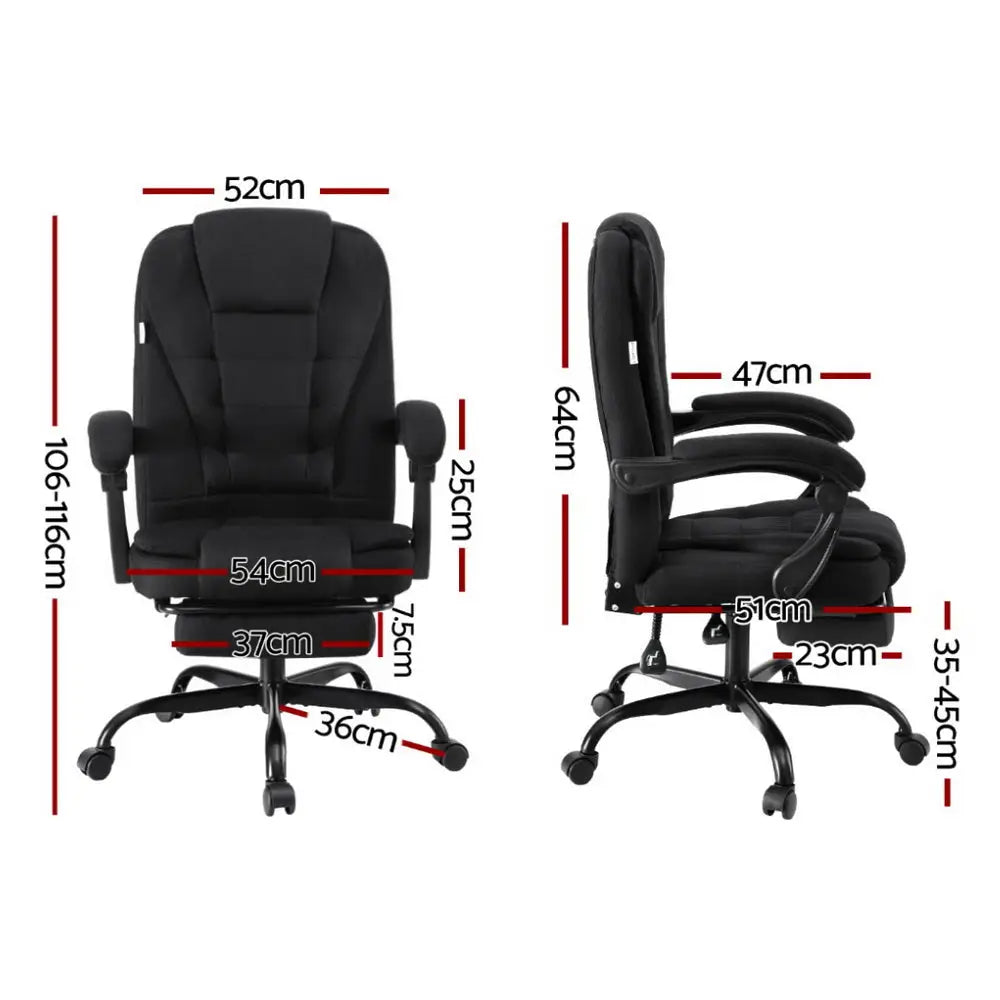 Artiss Office Chair Executive Fabric Seat Racing Computer Desk Chairs Footrest - Furniture > Office > Office & Desk