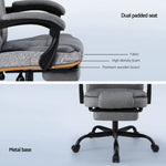 Artiss Office Chair Executive Fabric Seat Racing Computer Desk Chairs Footrest - Furniture > Office > Office & Desk