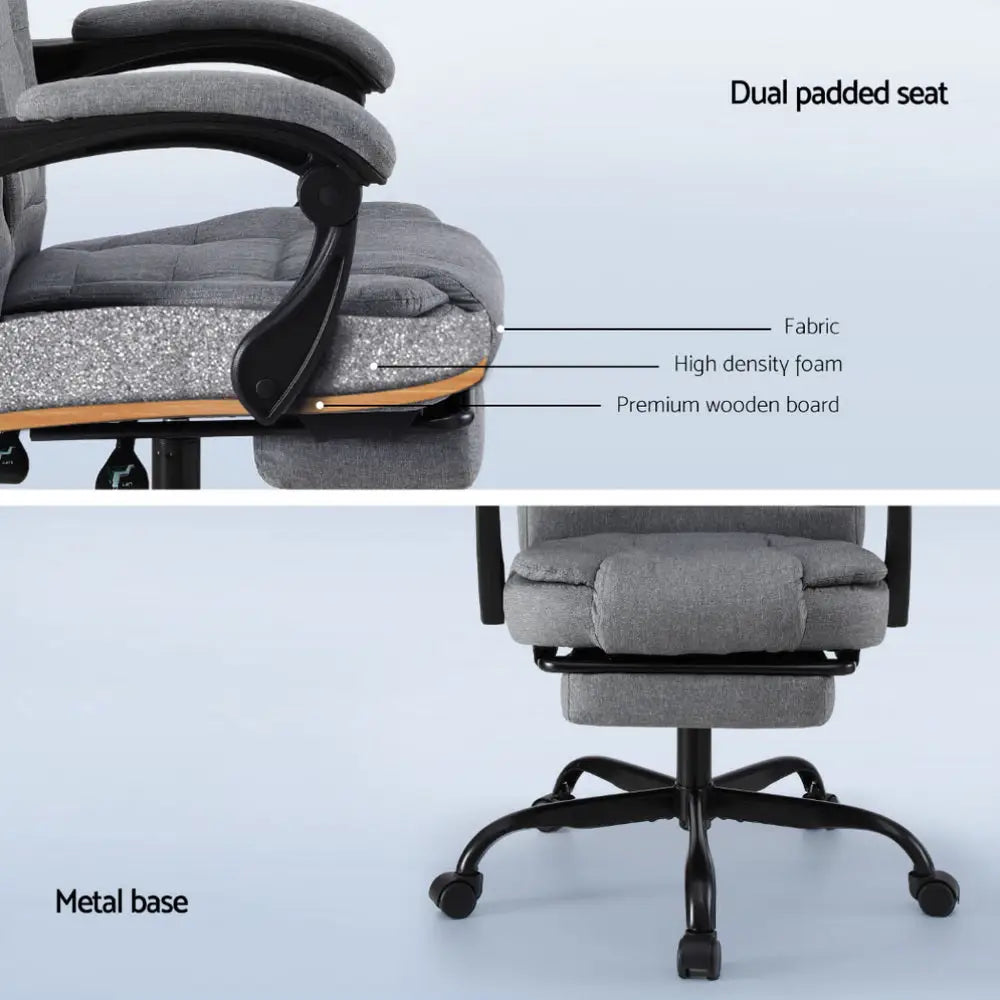 Artiss Office Chair Executive Fabric Seat Racing Computer Desk Chairs Footrest - Furniture > Office > Office & Desk