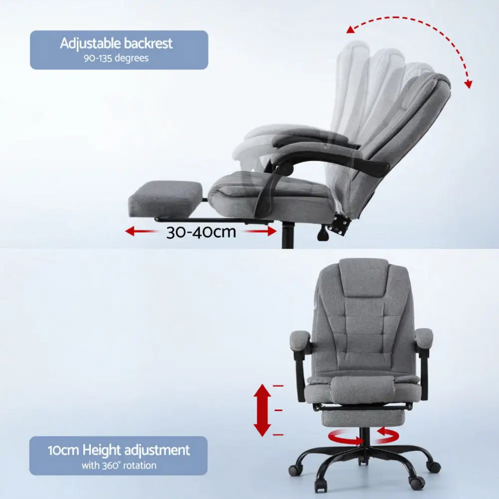 Artiss Office Chair Executive Fabric Seat Racing Computer Desk Chairs Footrest - Furniture > Office > Office & Desk