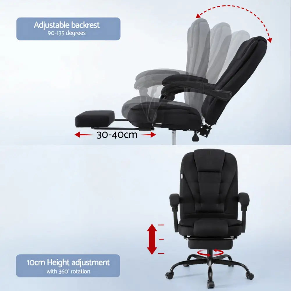 Artiss Office Chair Executive Fabric Seat Racing Computer Desk Chairs Footrest - Furniture > Office > Office & Desk
