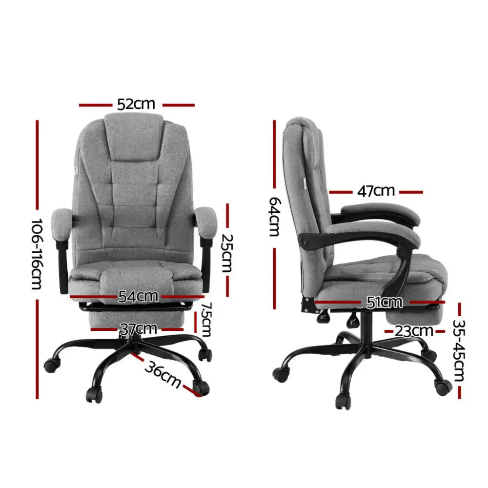 Artiss Office Chair Executive Fabric Seat Racing Computer Desk Chairs Footrest - Furniture > Office > Office & Desk