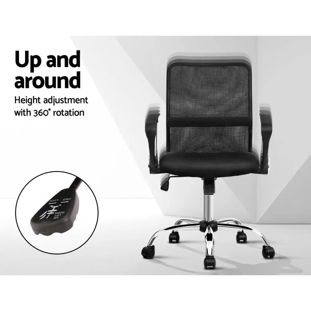 Artiss Office Chair Gaming Chair Computer Mesh Chairs Executive Mid Back Black - Furniture > Office