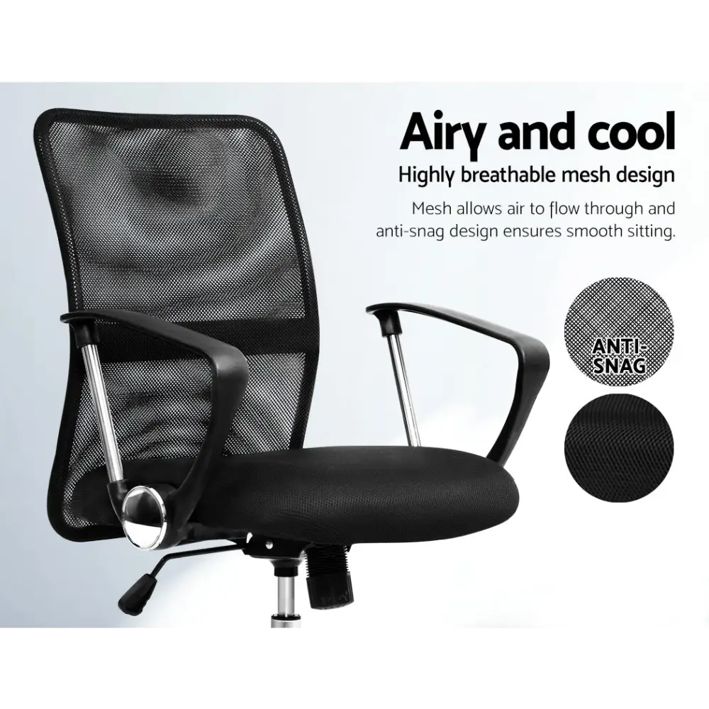 Artiss Office Chair Gaming Chair Computer Mesh Chairs Executive Mid Back Black - Furniture > Office