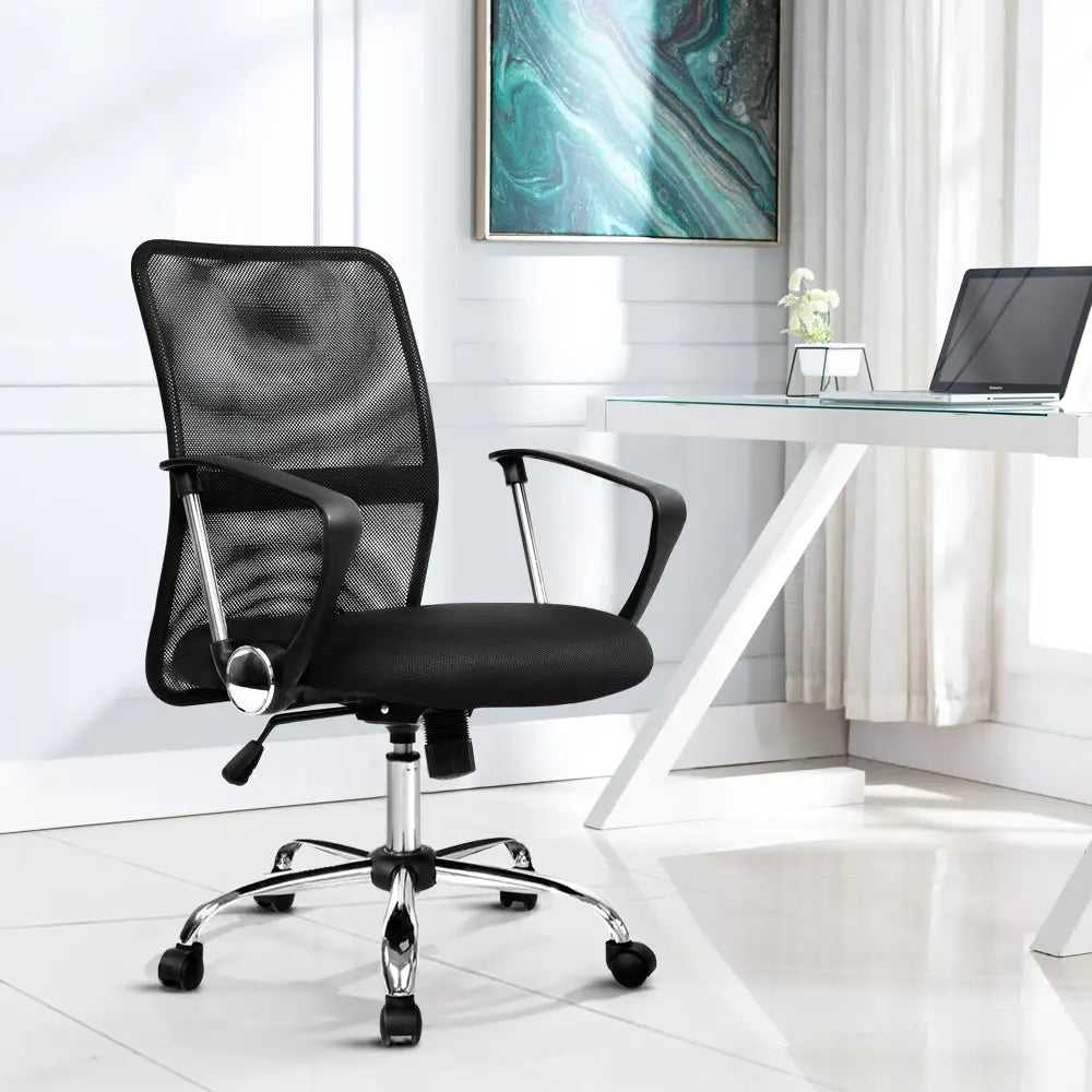 Artiss Office Chair Gaming Chair Computer Mesh Chairs Executive Mid Back Black - Furniture > Office