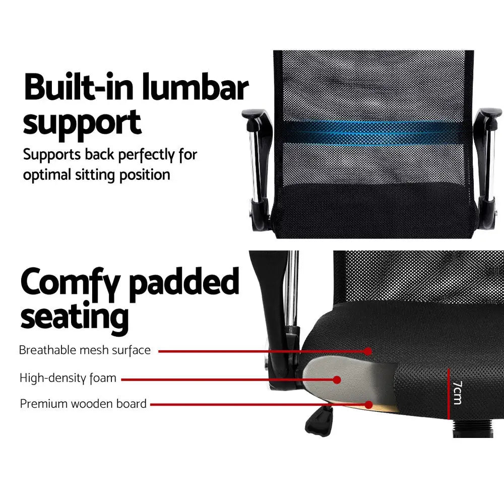 Artiss Office Chair Gaming Chair Computer Mesh Chairs Executive Mid Back Black - Furniture > Office