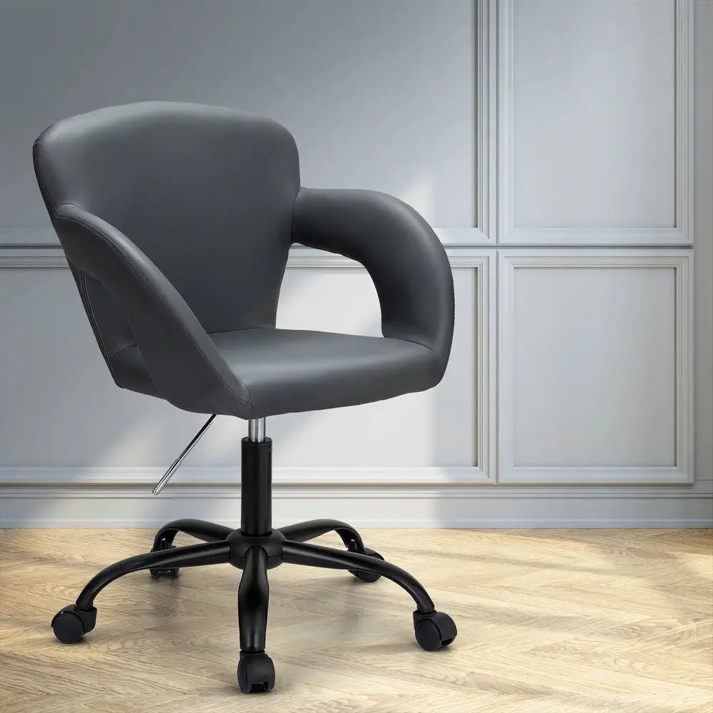 Artiss Office Chair Mid Back Grey - Furniture > Office > Office & Desk Chairs