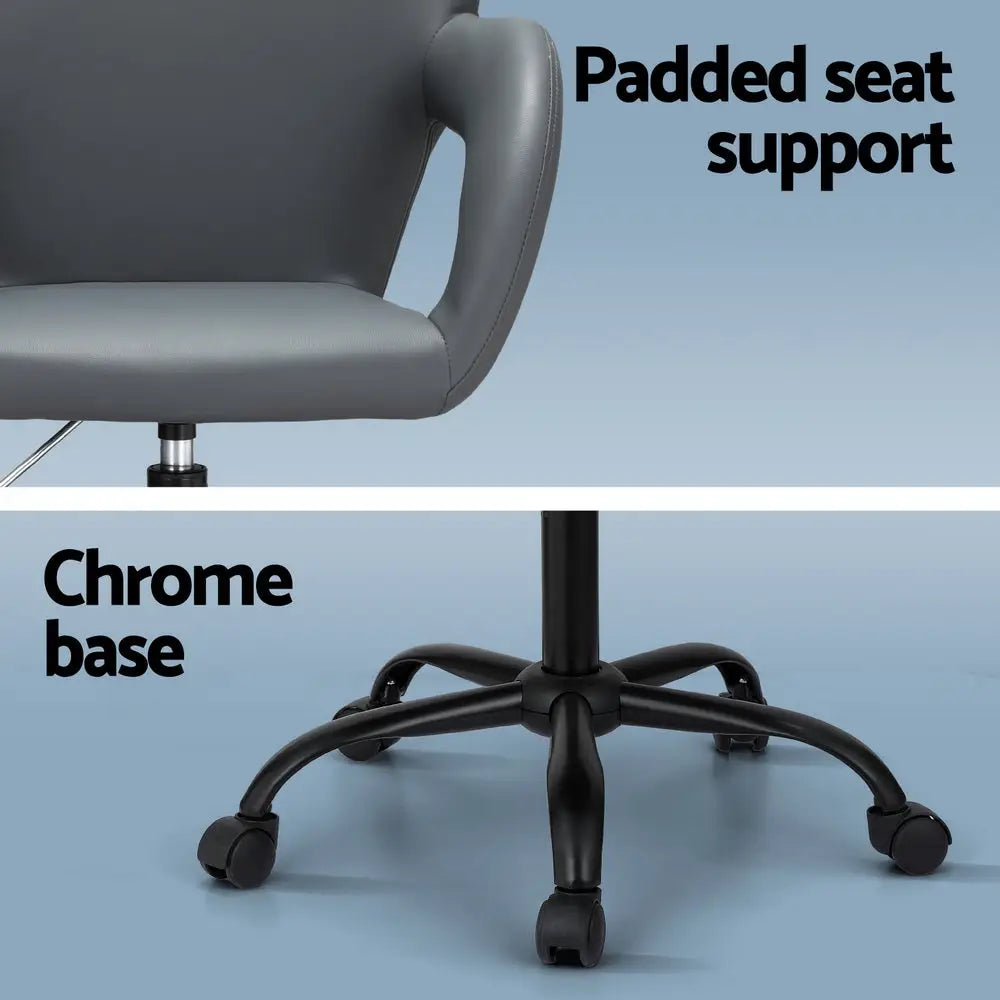 Artiss Office Chair Mid Back Grey - Furniture > Office > Office & Desk Chairs