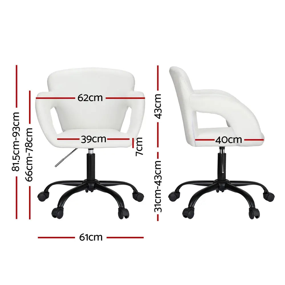 Artiss Office Chair Mid Back White - Furniture > Office > Office & Desk Chairs