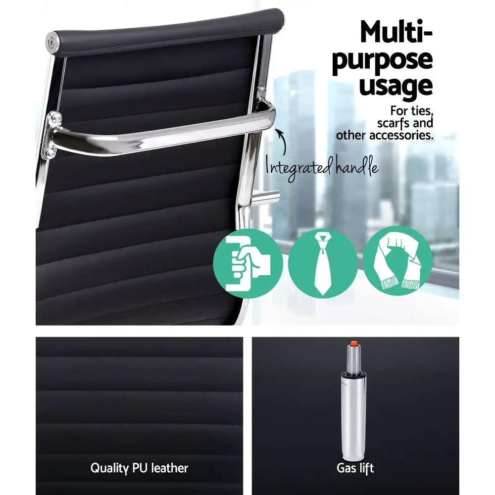 Artiss Office Chair PU Leather High Back Black - Furniture > Office