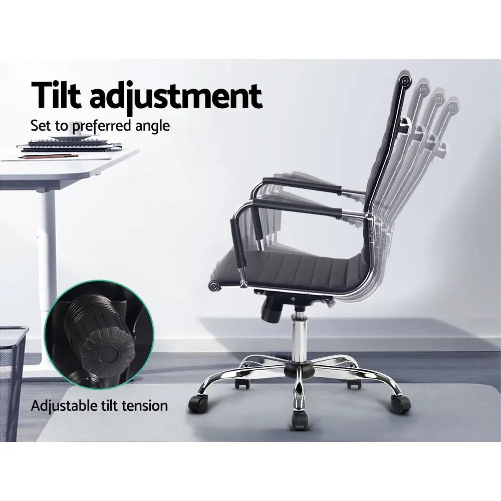 Artiss Office Chair PU Leather High Back Black - Furniture > Office