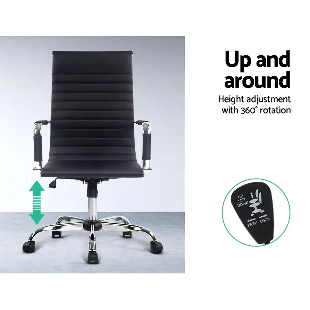 Artiss Office Chair PU Leather High Back Black - Furniture > Office
