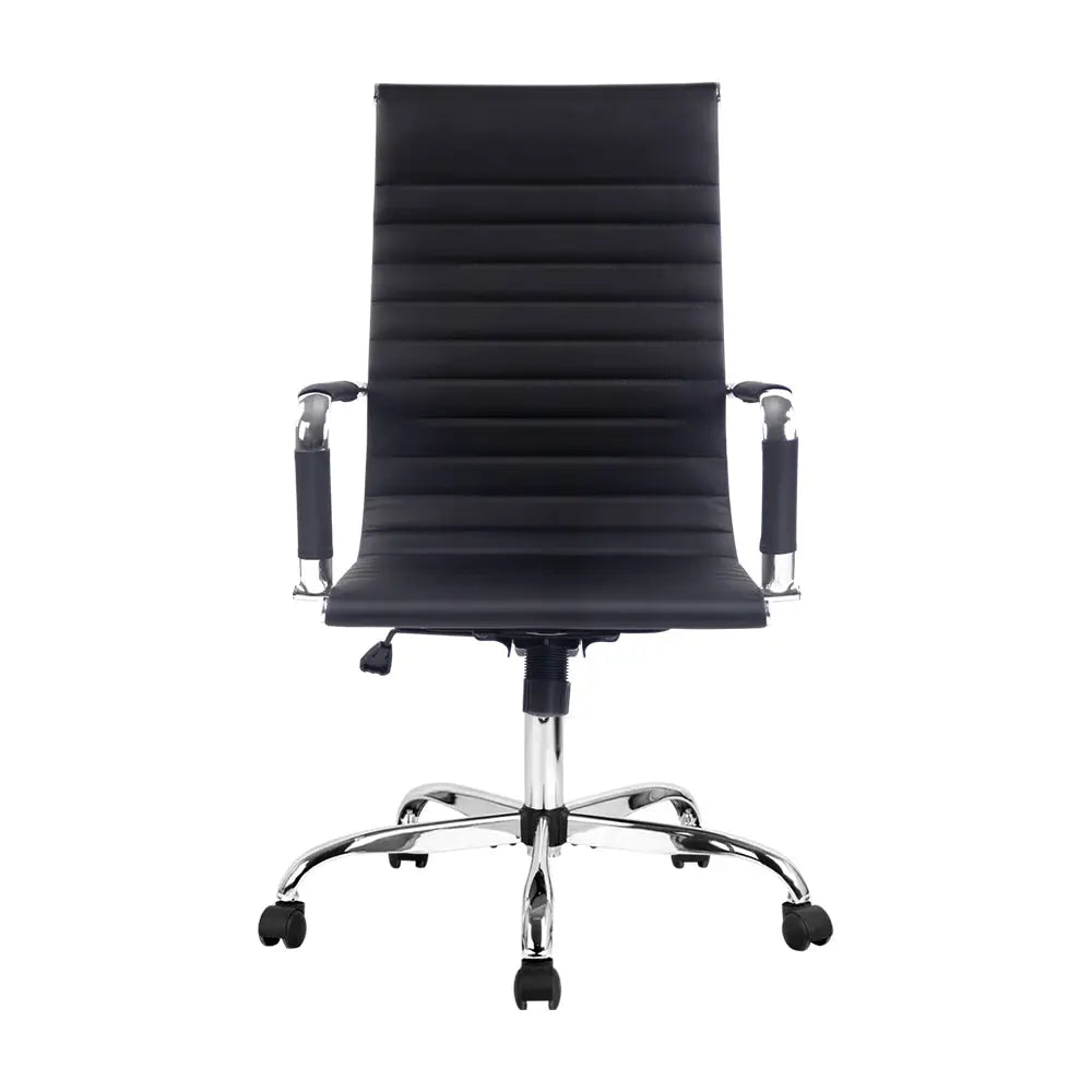 Artiss Office Chair PU Leather High Back Black - Furniture > Office